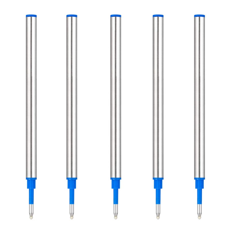 DunBong Rollerball Pen Refills, Roller Ball Fine Point 0.5mm, Red Ink Refill Pack of 5 - Replaceable Ballpoint Pen Refills Medium Point (Blue) - Image 5